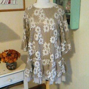 NWT Paisley Vine Lace Ruffled Tunic Top Fairycore  Cottagecore